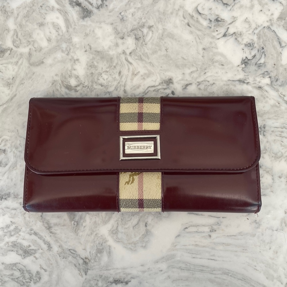 Red leather Burberry wallet